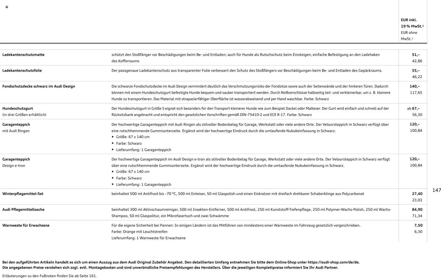Audi A3 – gültig ab 28.10.2025 | Seite: 147