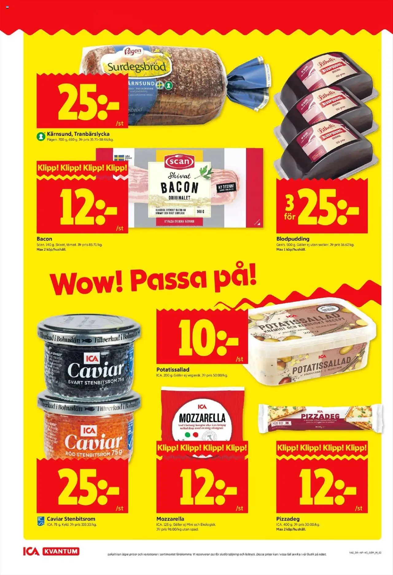 ICA Kvantum reklamblad aktuell från 13.10.2025 | Sida: 2 | Produkter: Potatissallad, Bacon, Galler, Sallad