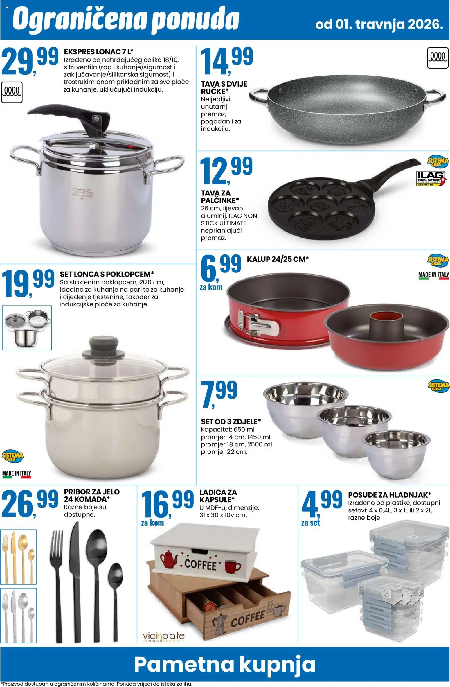 Eurospin katalog | vrijedi od 01.04.2026 | Stranica: 16 | Proizvodi: Tava, Lonac, Pribor za jelo