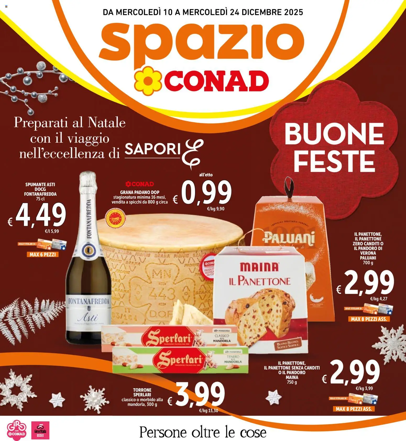 Volantino Spazio Conad del 10.12.2025 | Pagina: 1 | Prodotti: Pandoro, Panettone, Spumante, Grana Padano
