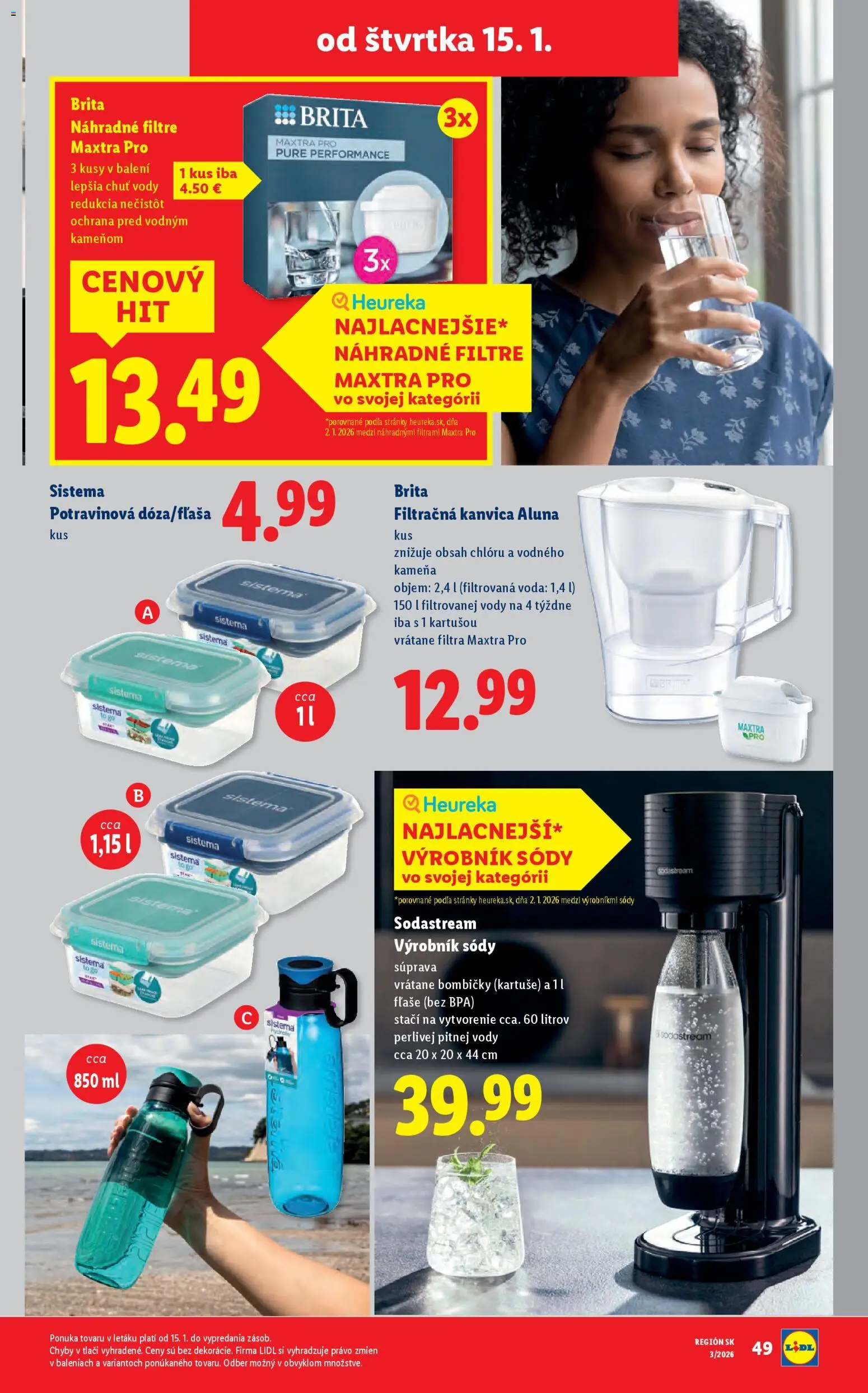 Nové Lidl akcie – leták je platný od 12.01.2026 | Strana: 79 | Produkty: Filtračná kanvica, Kanvica, Voda