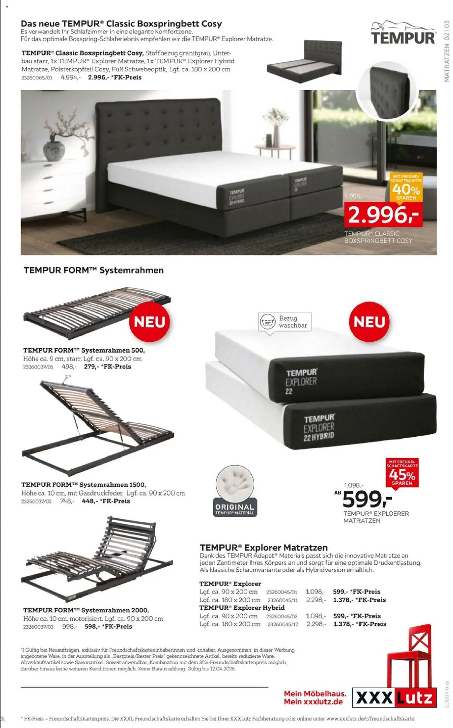 XXXLutz Tempur Spezial – gültig ab 29.03.2026 | Seite: 3 | Produkte: Matratze, Boxspringbett