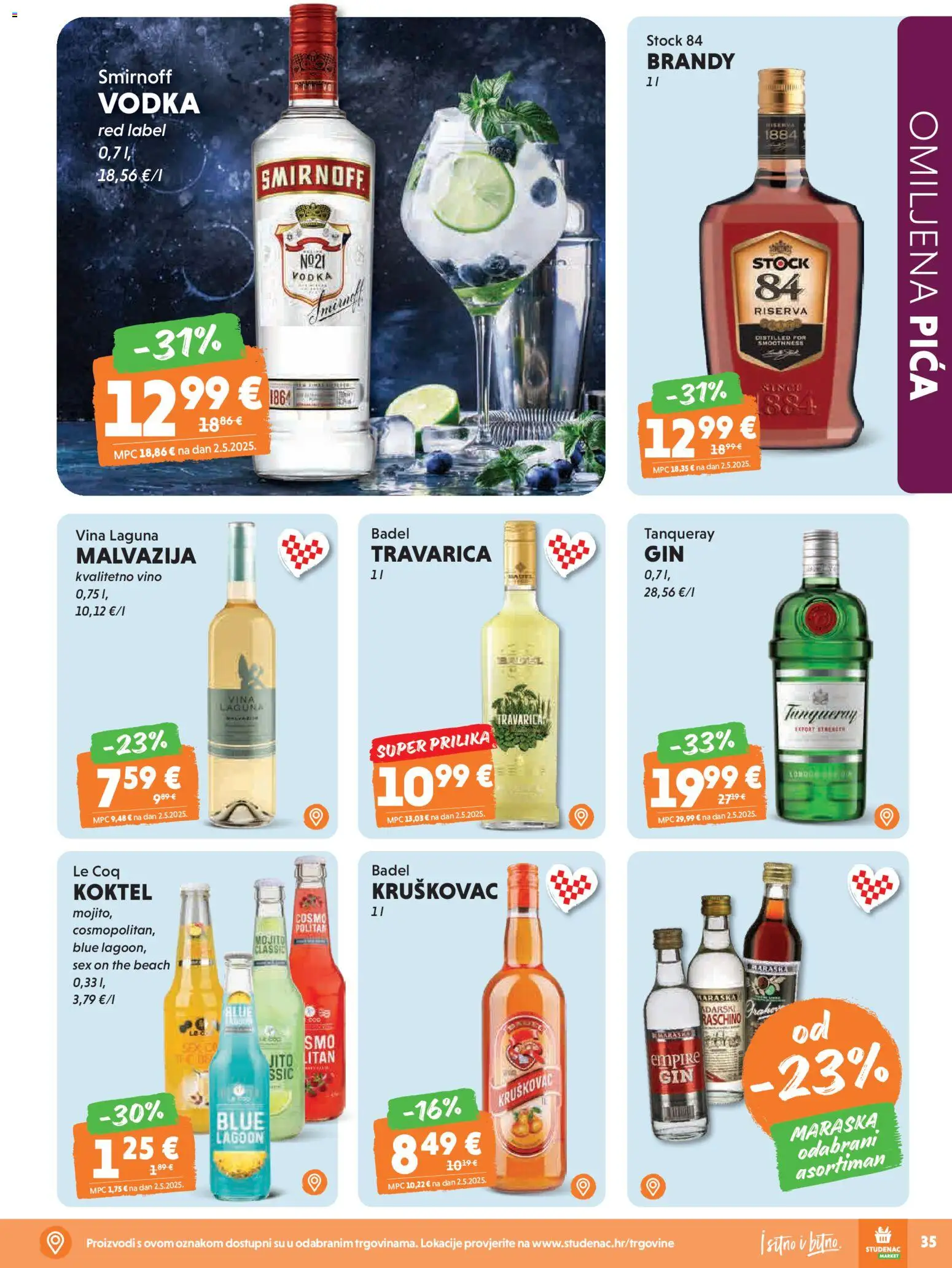 Studenac katalog | vrijedi od 29.04.2026 | Stranica: 35 | Proizvodi: Red Label, Pica, Vino, Vodka