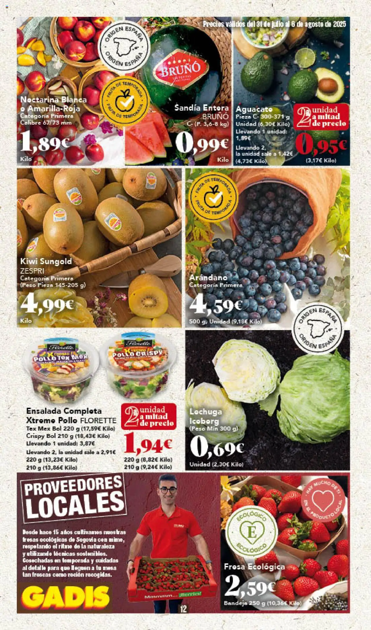 Gadis folleto │ válido desde el 31.07.2025 | Página: 12 | Productos: Pasta, Kiwi, Ensalada, Sandía