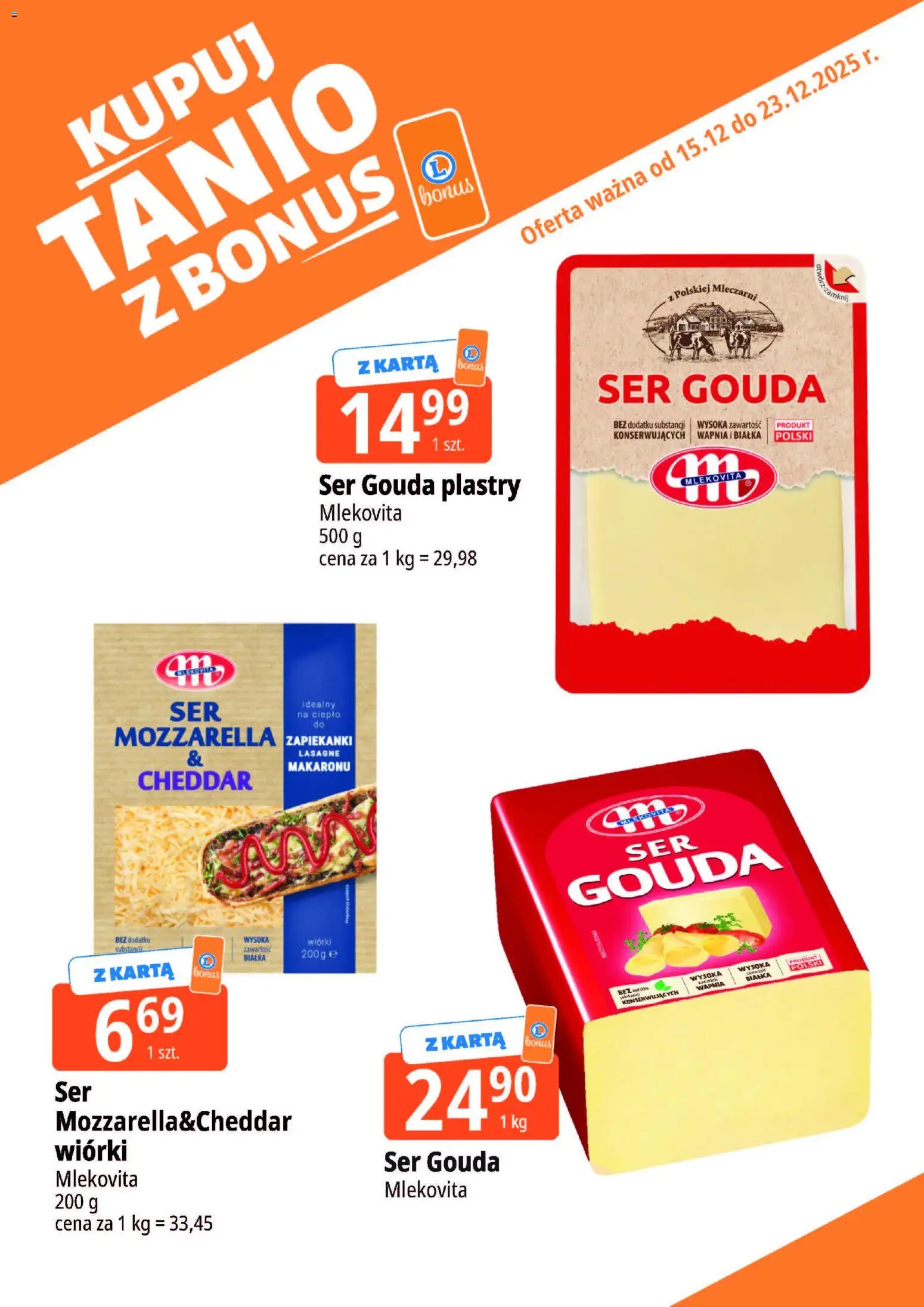 E.Leclerc Gazetka - Kupony dodatkowe od 15.12.2025 | Strona: 15 | Produkty: Karta, Lasagne, Zapiekanki, Ser gouda