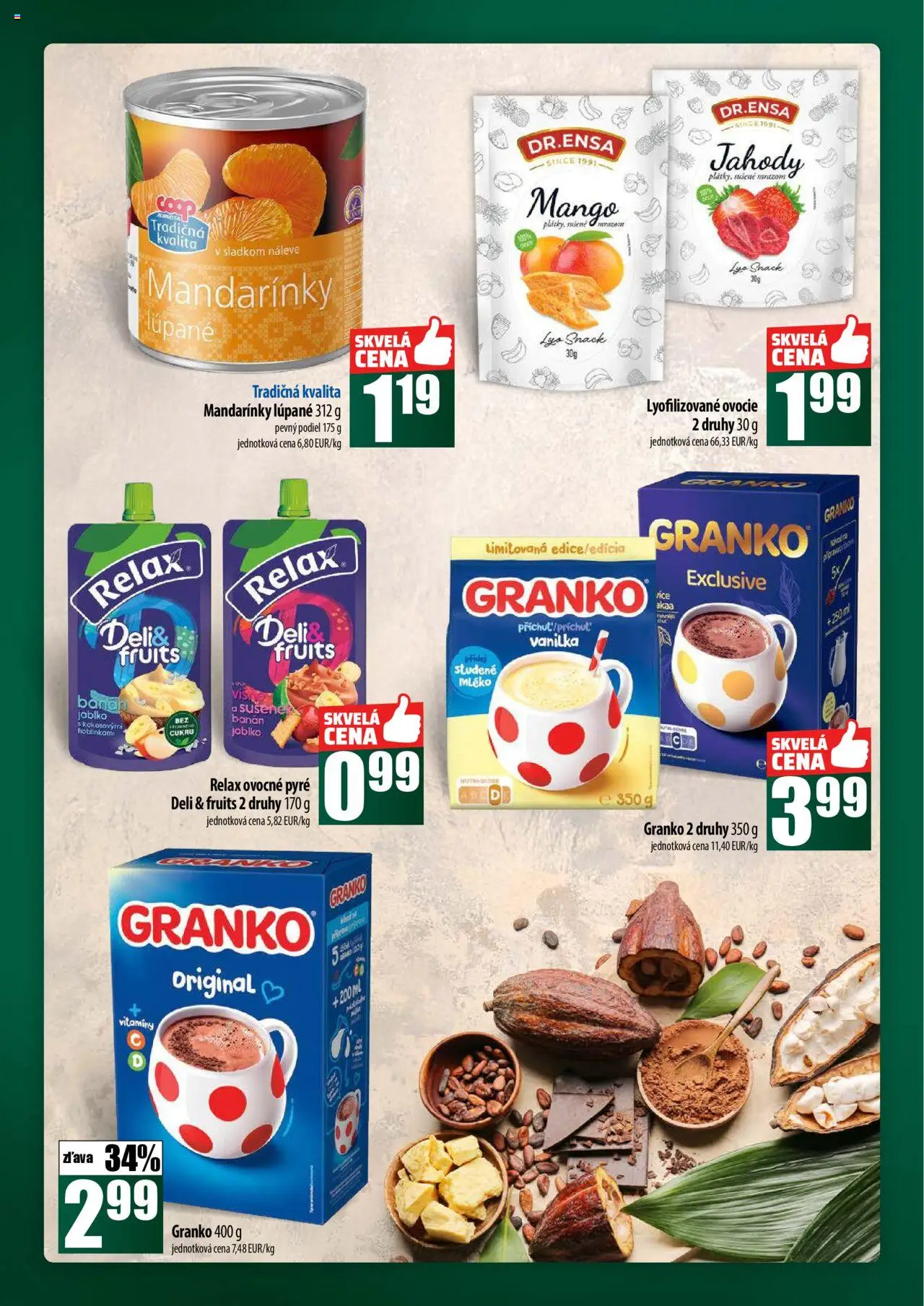 Nové COOP Jednota akcie – leták je platný od 02.10.2025 | Strana: 34 | Produkty: Jahody, Mandarinky, Mango, Ovocie
