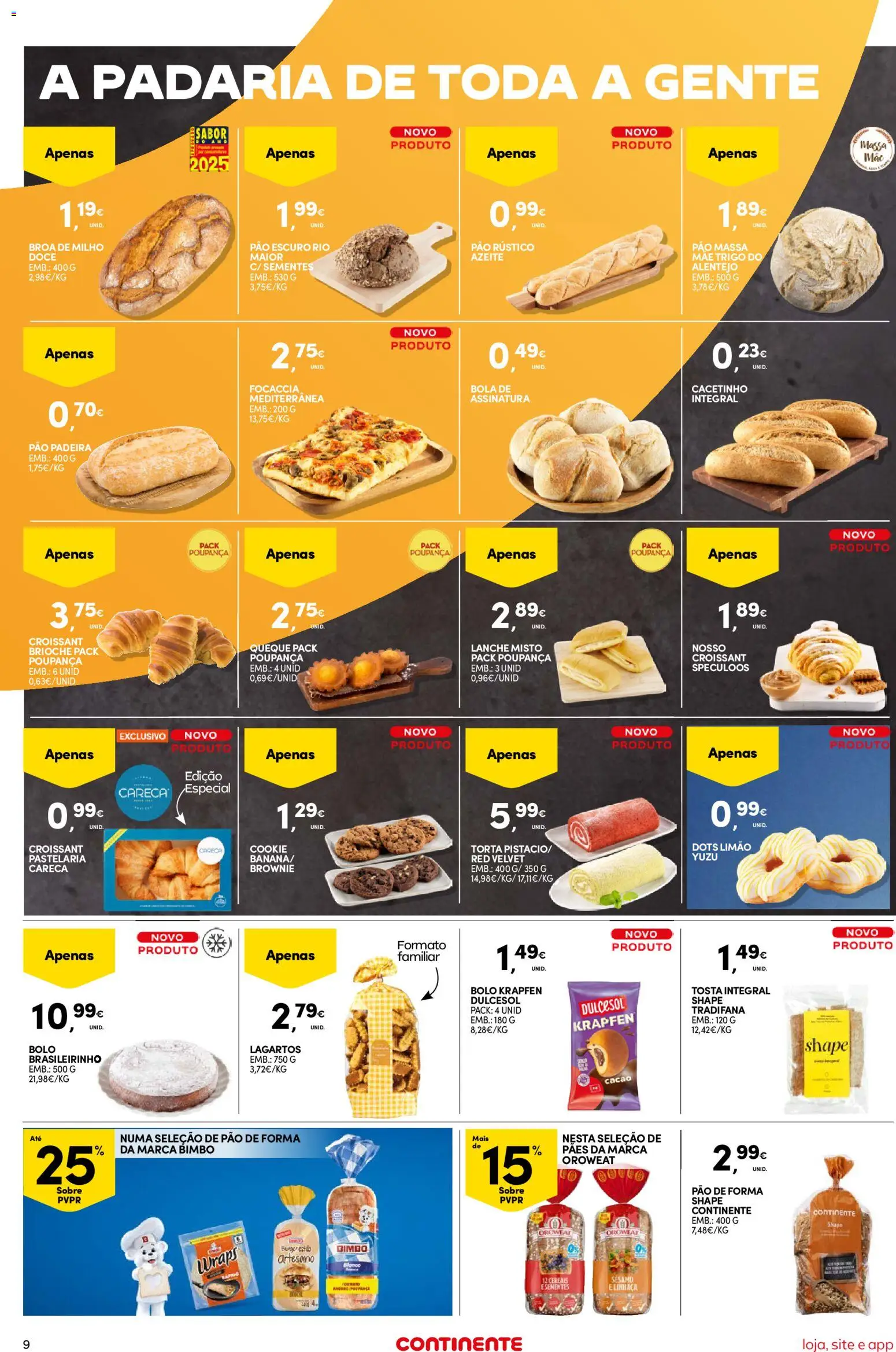 Continente Semanal Continente Bom Dia │ válido de 21.04.2026 | Página: 9 | Produtos: Azeite, Pão, Massa, Milho