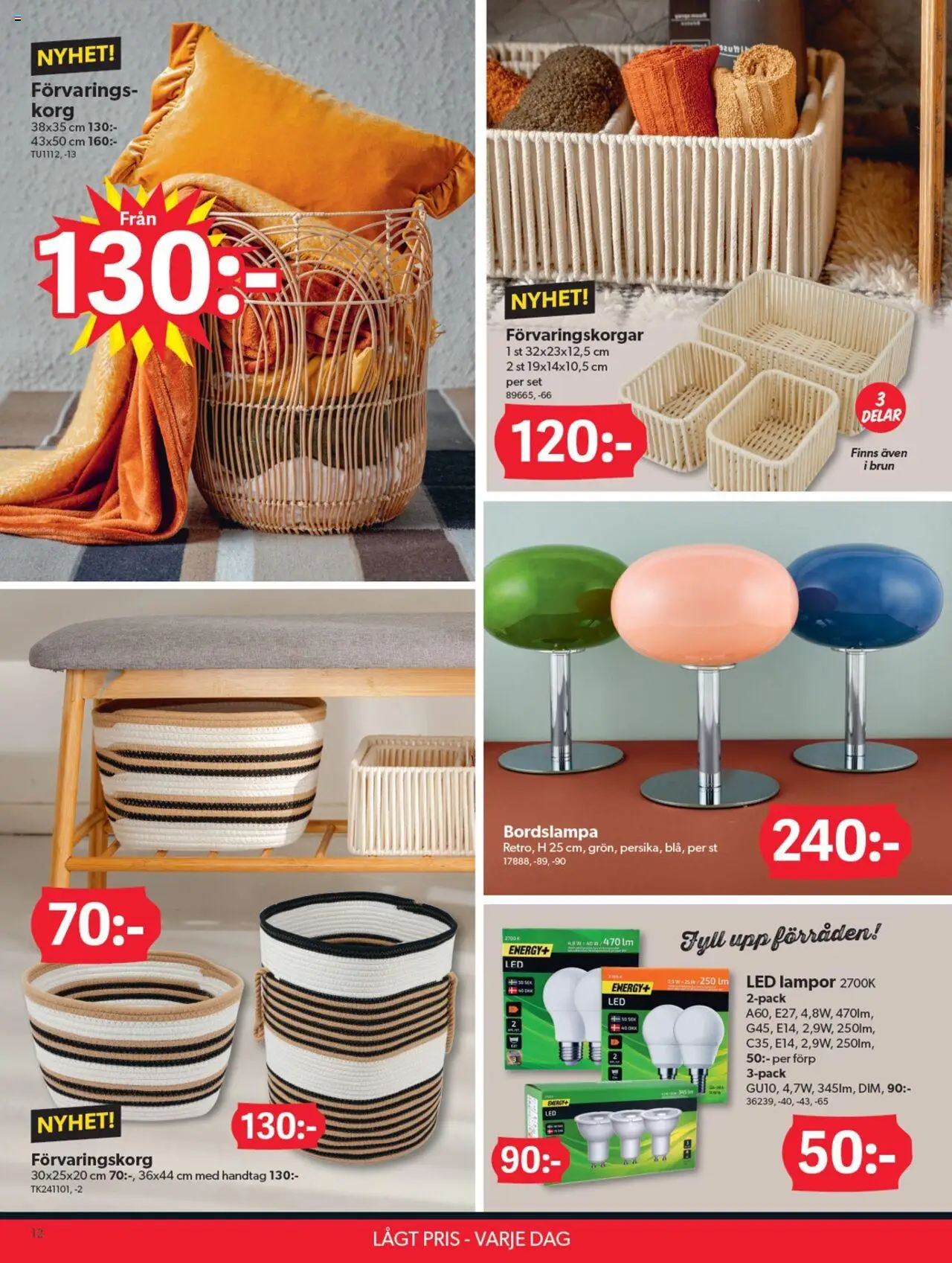Dollar Store reklamblad aktuell från 25.08.2025 | Sida: 12 | Produkter: Bordslampa, Korg, Set