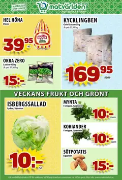 Matvärlden - erbjudanden - Tensta - Förhandsvisning av reklamblad från butik Matvärlden aktuell från 27.10.2025 | Sida: 2 | Produkter: Isbergssallad, Sötpotatis, Mynta, Koriander