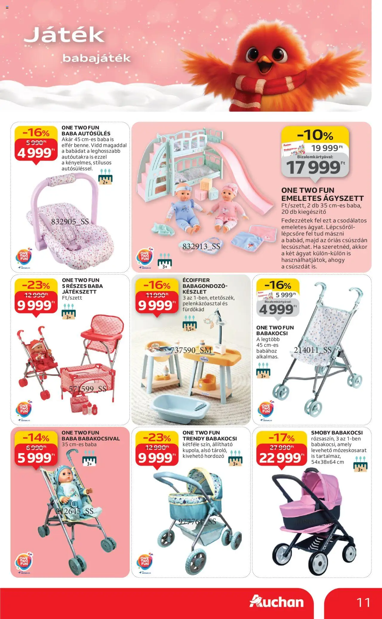 Auchan akciós ujság - amely érvényes a következő dátumtól: 24.10.2025 | Oldal: 11 | Termékek: Játék, Fürdőkád, Babakocsi