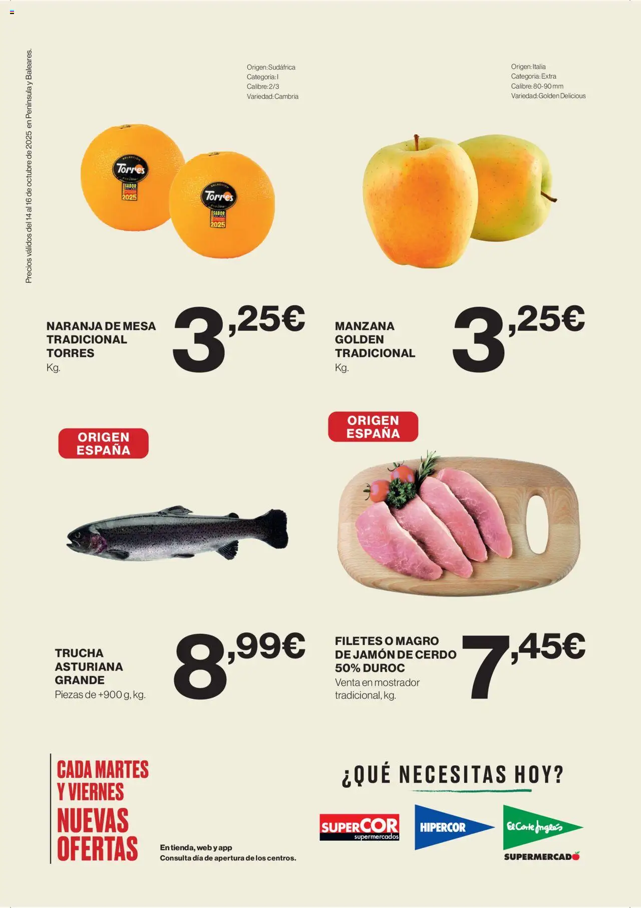 Supercor Península y Baleares │ válido desde el 14.10.2025 | Página: 2 | Productos: Jamón, Cerdo, Manzana, Mesa