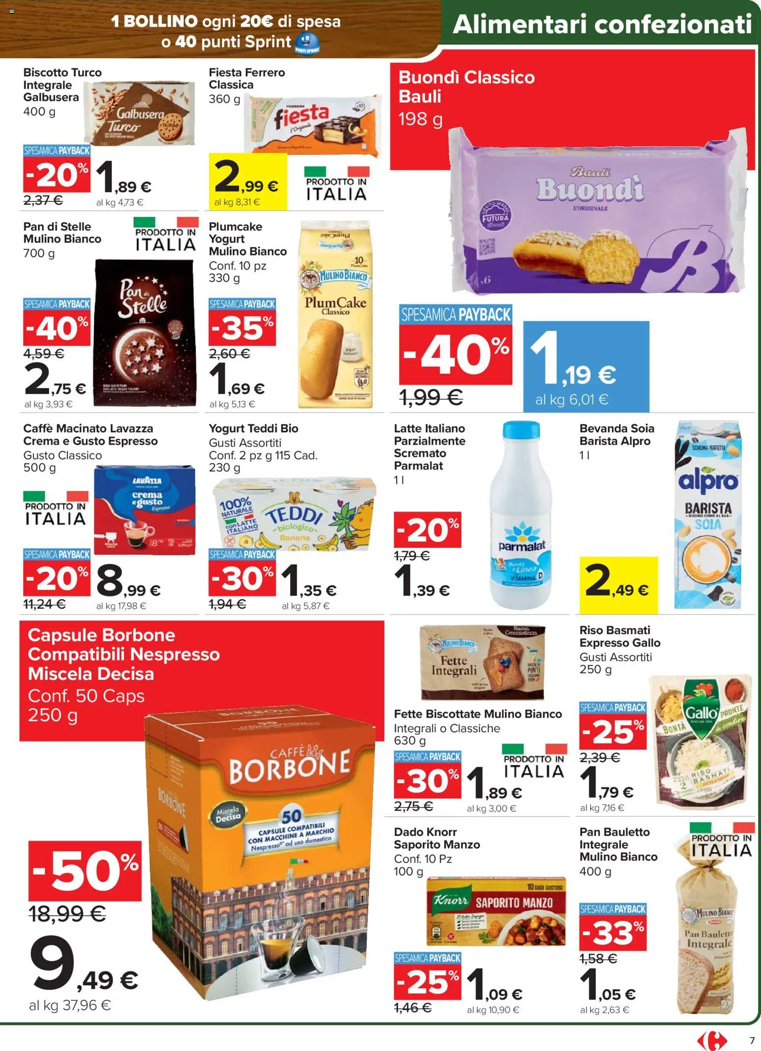 Volantino Carrefour del 27.01.2026 | Pagina: 7 | Prodotti: Riso Basmati, Caffè, Riso, Latte