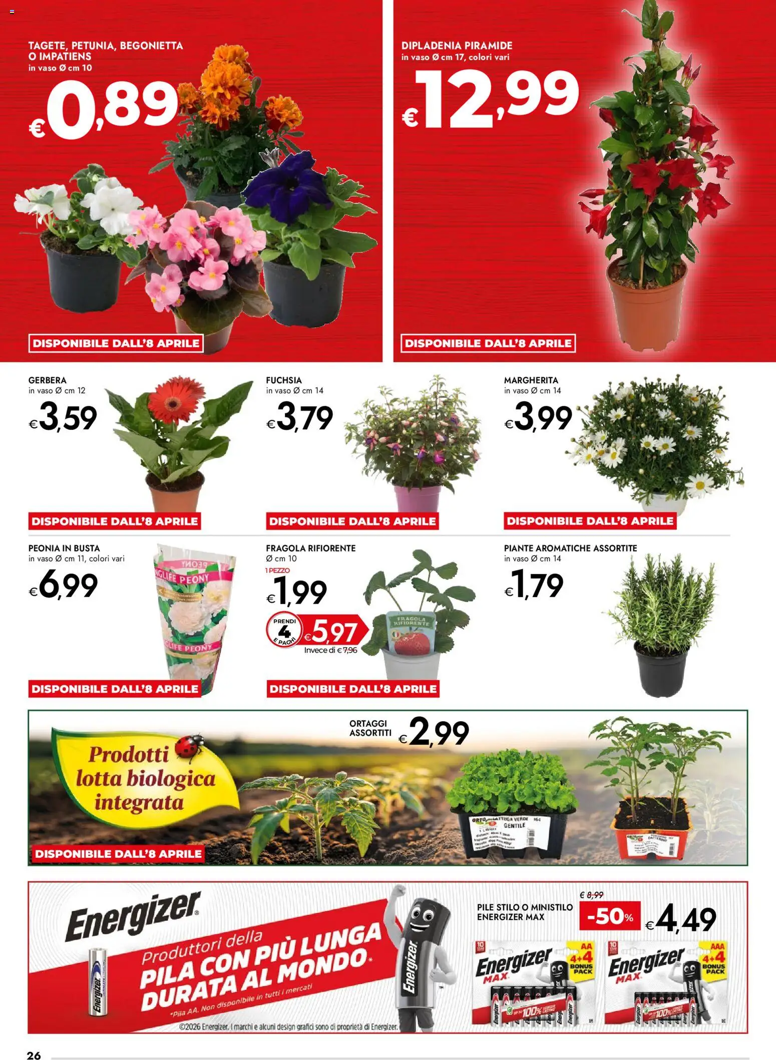 Volantino bennet del 07.04.2026 | Pagina: 26 | Prodotti: Pile, Ortaggi, Lattuga, Vaso