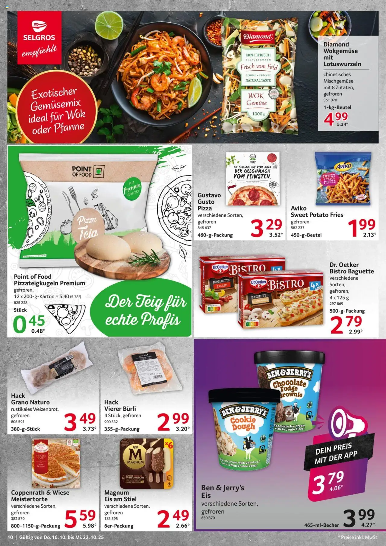 Selgros Prospekt 	 – gültig ab 16.10.2025 | Seite: 10 | Produkte: Ben & Jerry's, Salami, Wok, Eis
