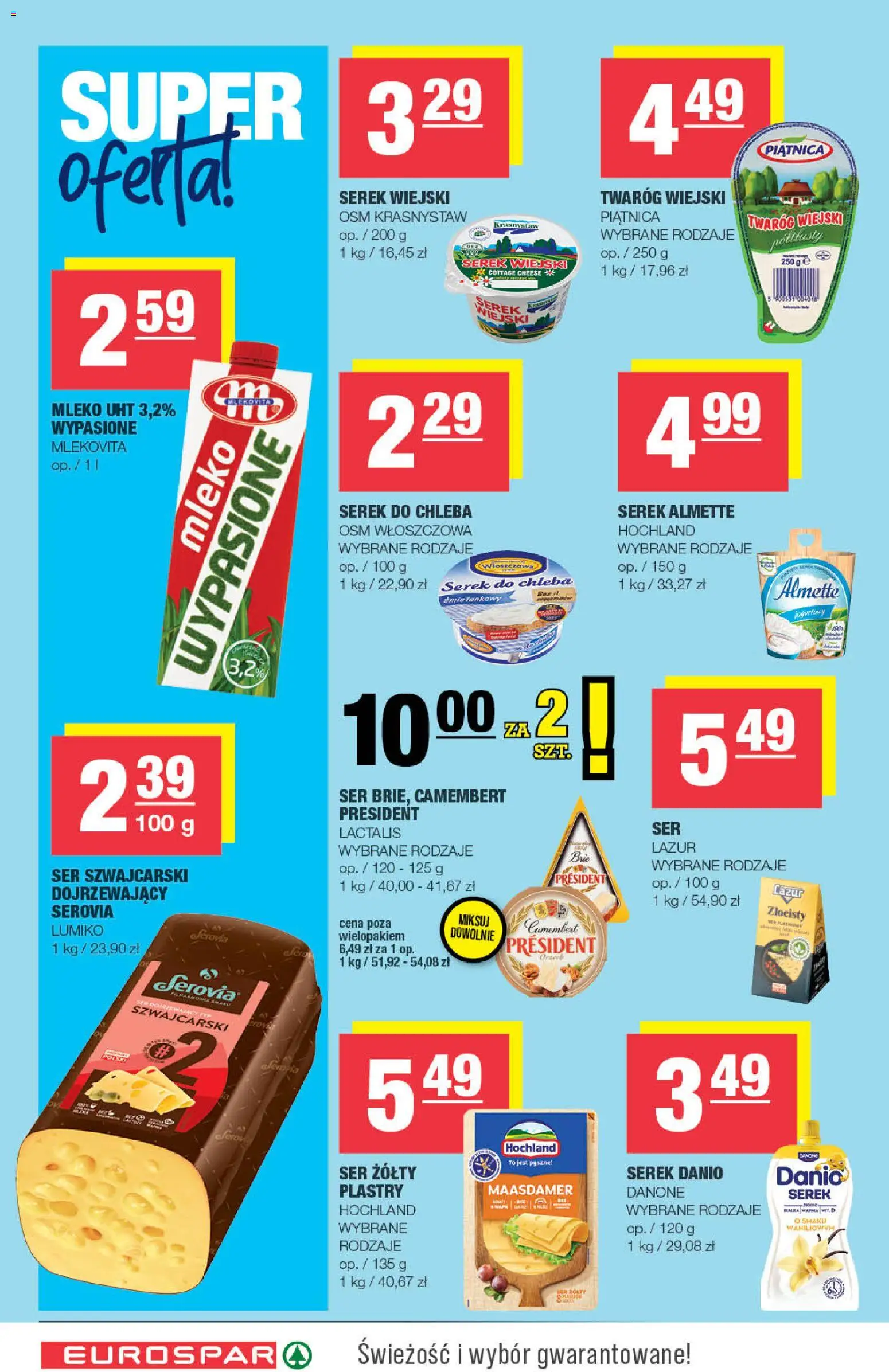 Spar gazetka - Eurospar od 22.04.2026 | Strona: 4 | Produkty: Serek, Camembert, Serek wiejski, Ser