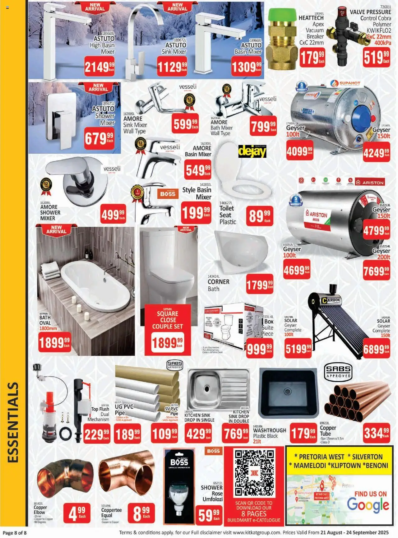 KIT KAT Cash & Carry Buildmart - Spring Leaflet │ valid from 21.08.2025 | Page: 8 | Products: Bath, Geyser, Pipe, Sink