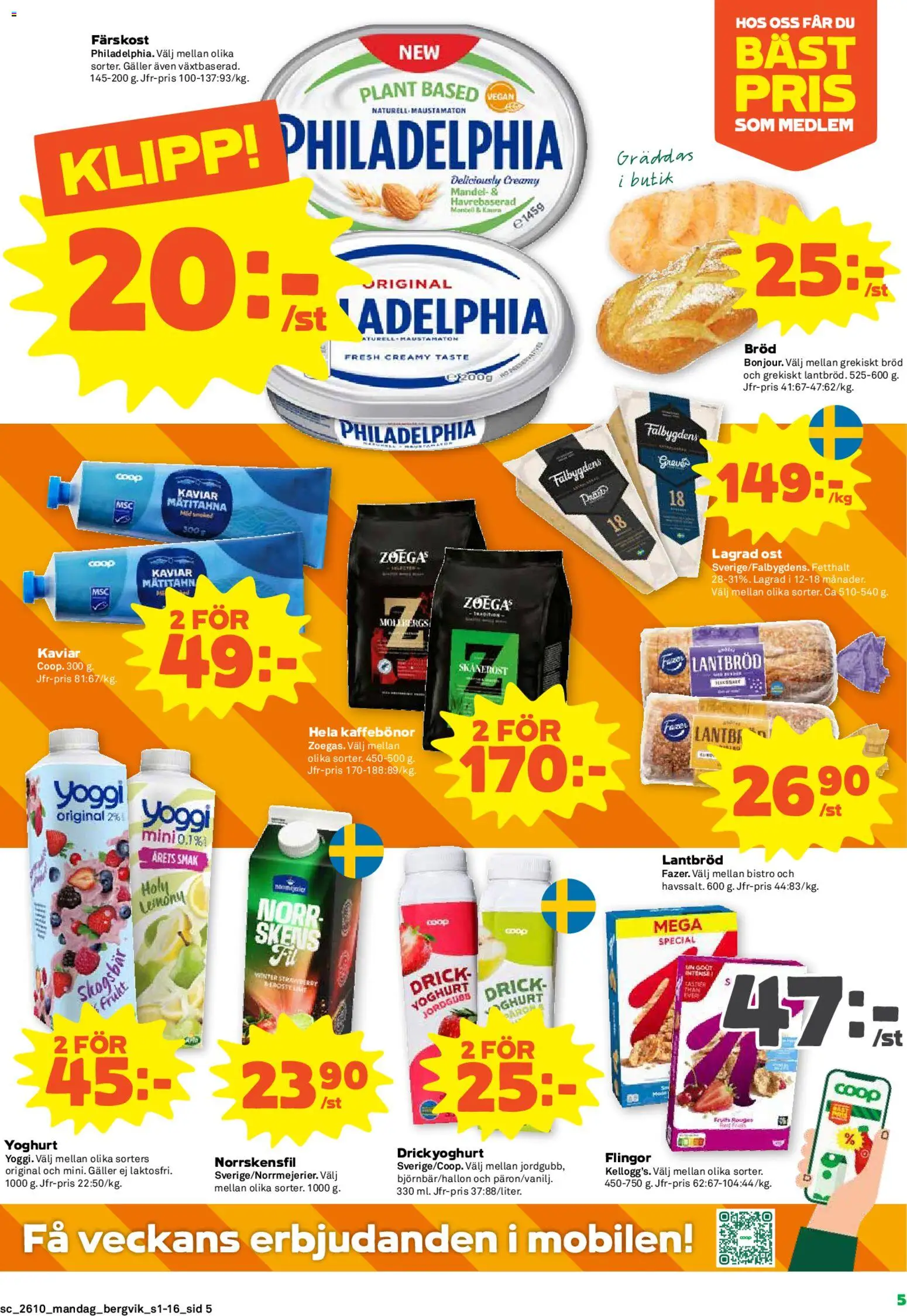 Stora Coop reklamblad aktuell från 02.03.2026 | Sida: 5 | Produkter: Ost, Bröd, Lantbröd, Flingor