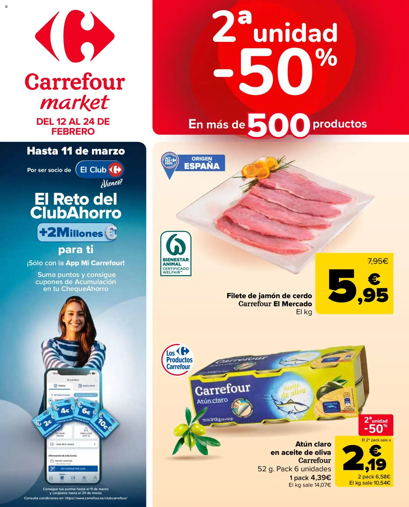 Carrefour Market folleto │ válido desde el 12.02.2026 | Página: 1 | Productos: Aceite, Jamón, Filete, Atún claro