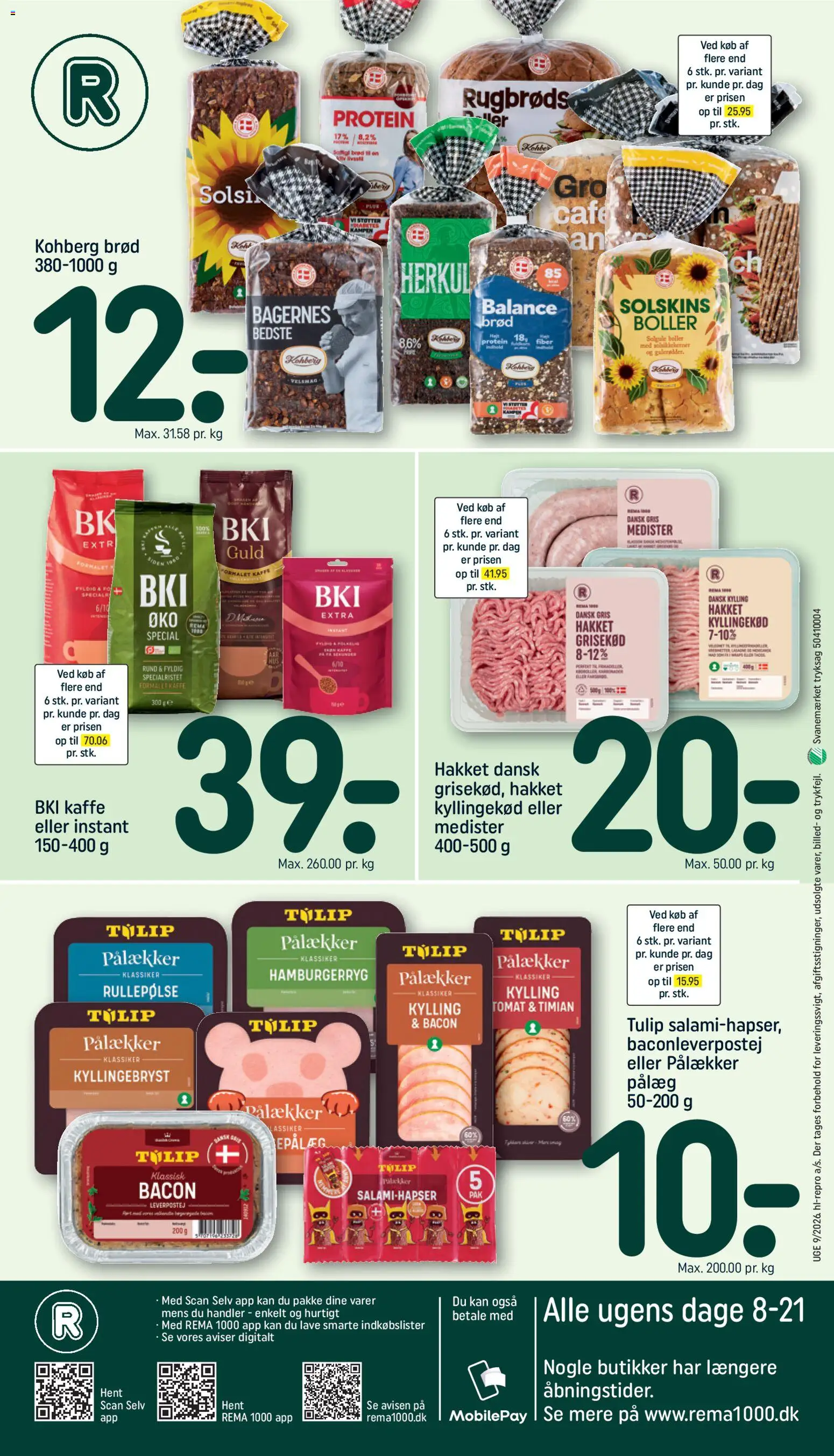 Rema 1000 tilbudsavis – gyldig fra 22.02.2026 | Side: 20 | Produkter: Brød, Leverpostej, Bacon, Hamburgerryg