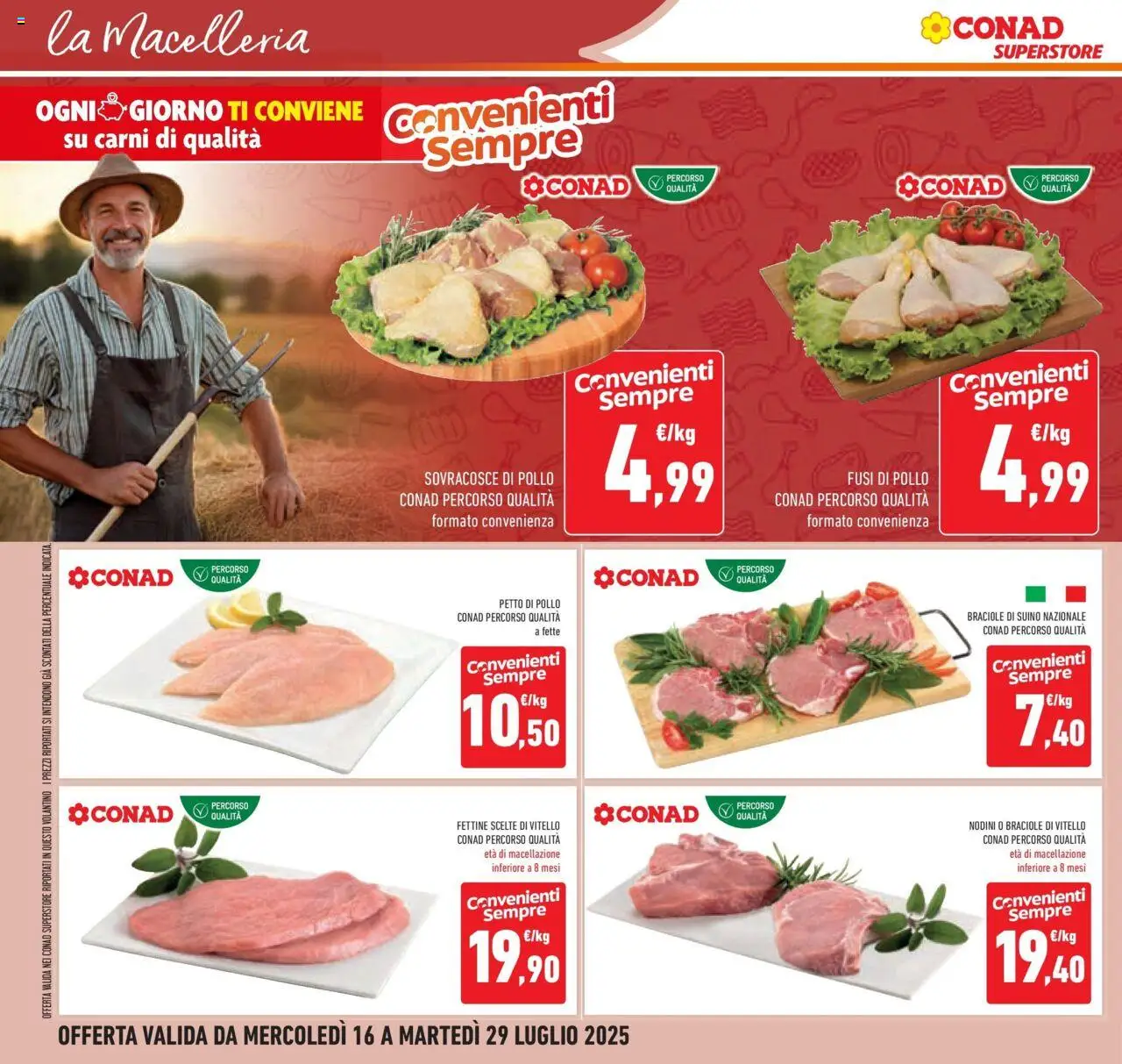 Volantino Conad del 15.07.2025 | Pagina: 8 | Prodotti: Petto di Pollo, Pollo, Suino, Vitello