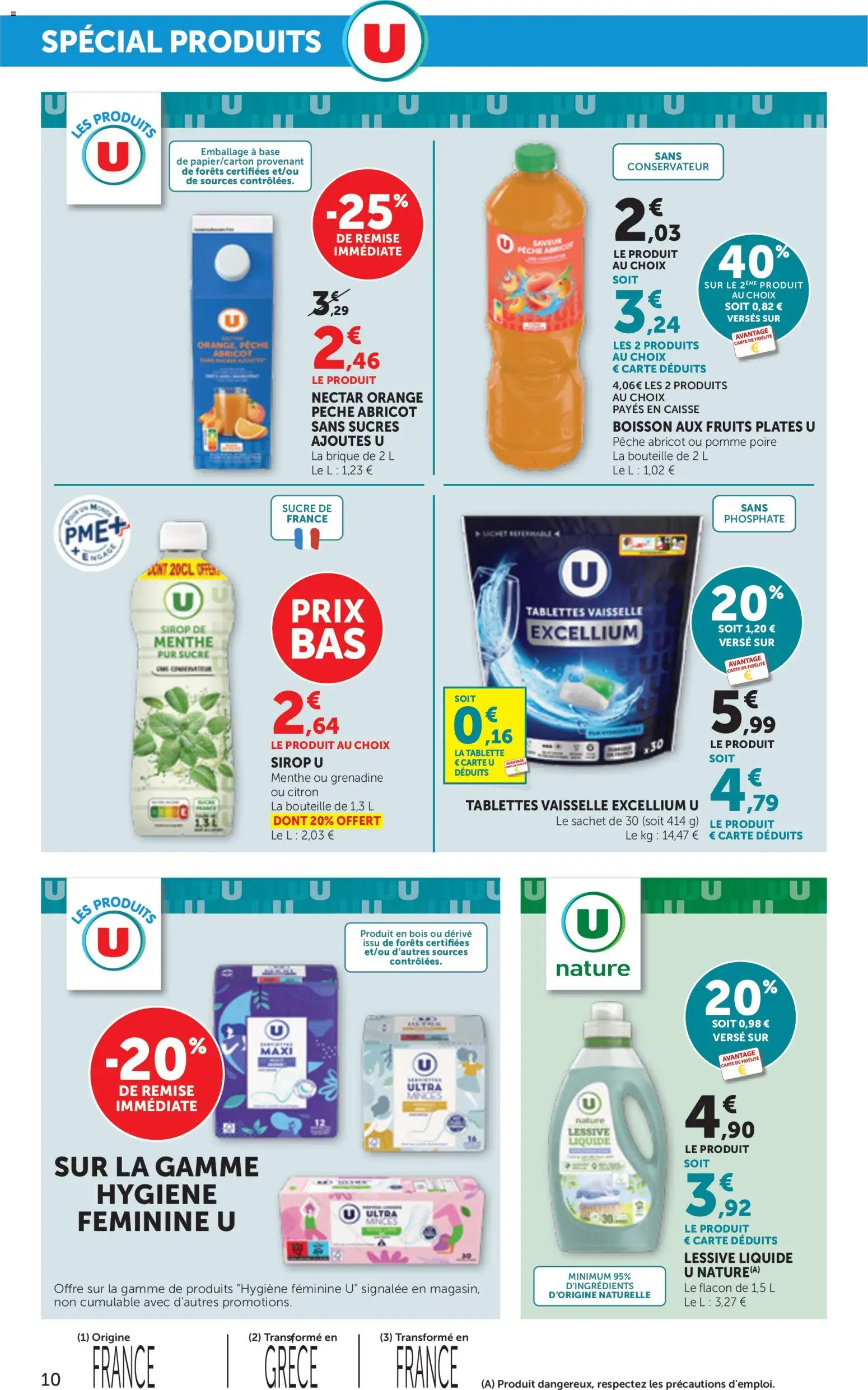 {H1} | Page: 10 | Produits: Pêche, Poire, Pomme, Lessive Liquide