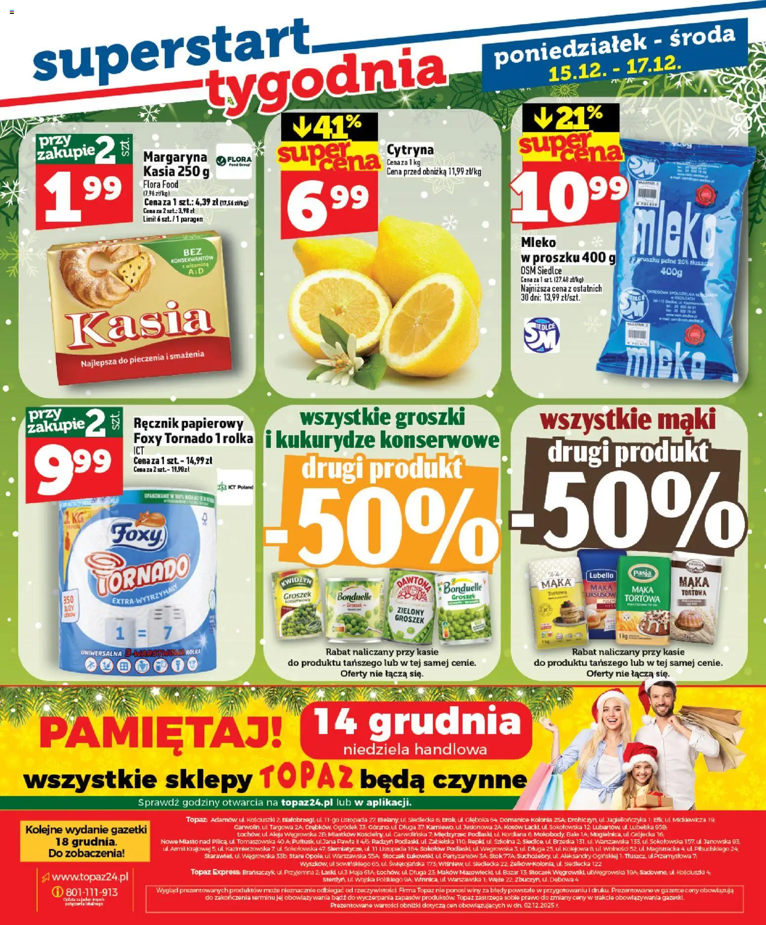 Topaz Gazetka od 11.12.2025 | Strona: 32 | Produkty: Cytryna, Groszek, Mleko w proszku, Ręcznik papierowy