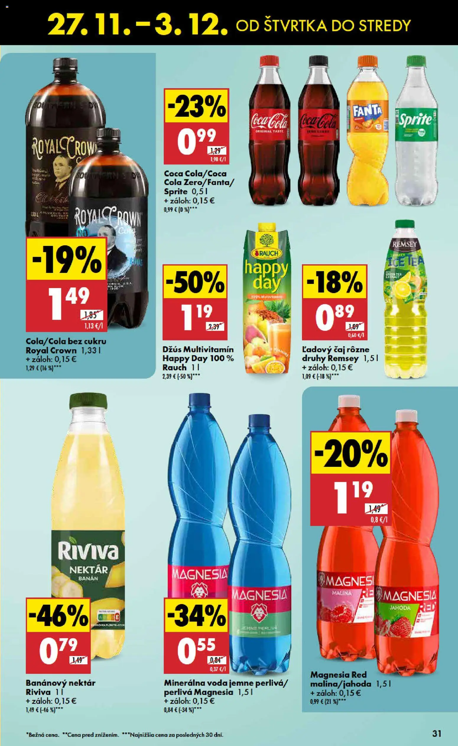 Nové Biedronka akcie – leták je platný od 27.11.2025 | Strana: 31 | Produkty: Džús, Sprite, Magnesia, Coca cola