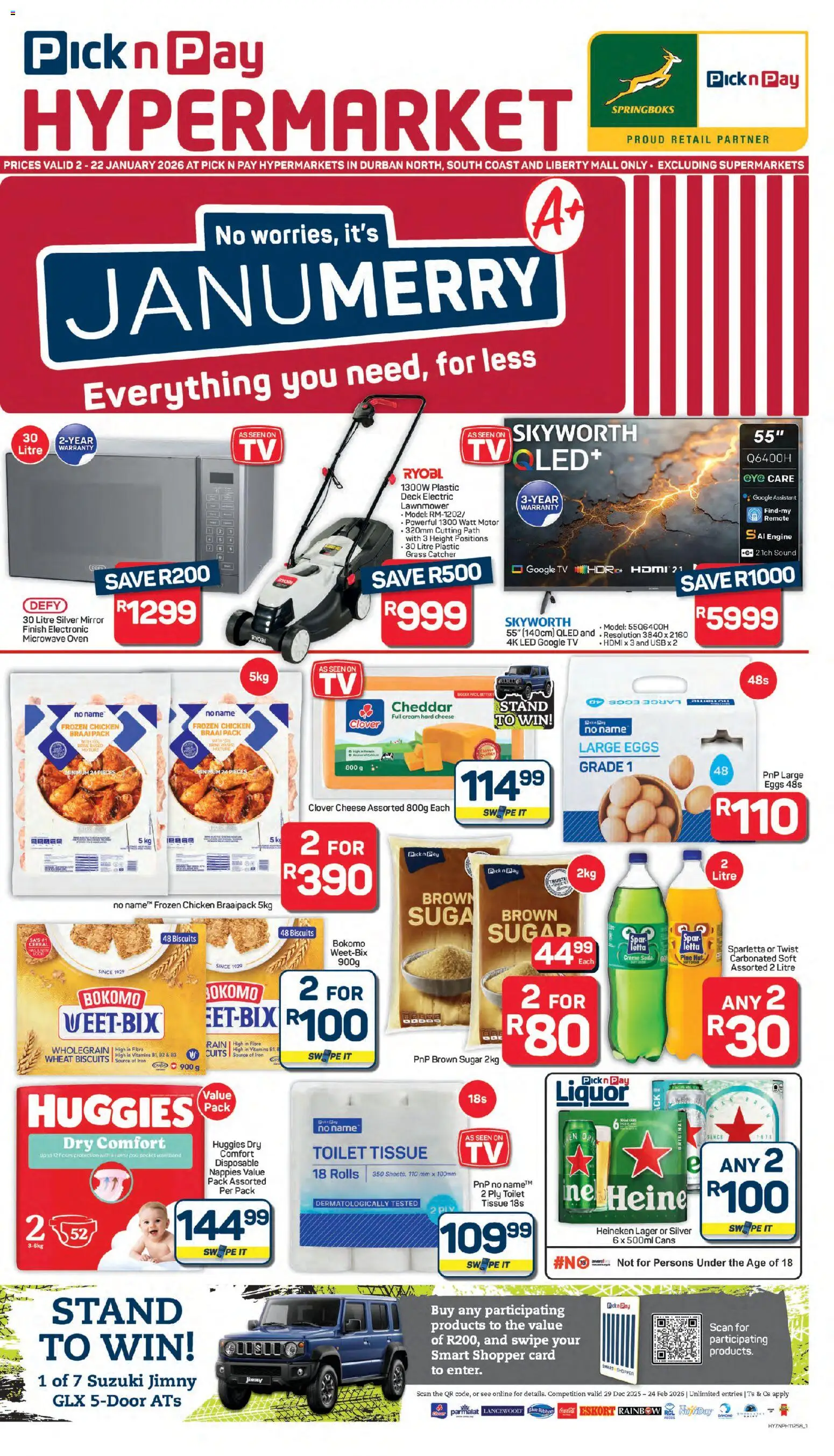 New Pick n Pay catalogue – valid from 02.01.2026 | Page: 1 | Products: Oven, Iron, Chicken, Sugar