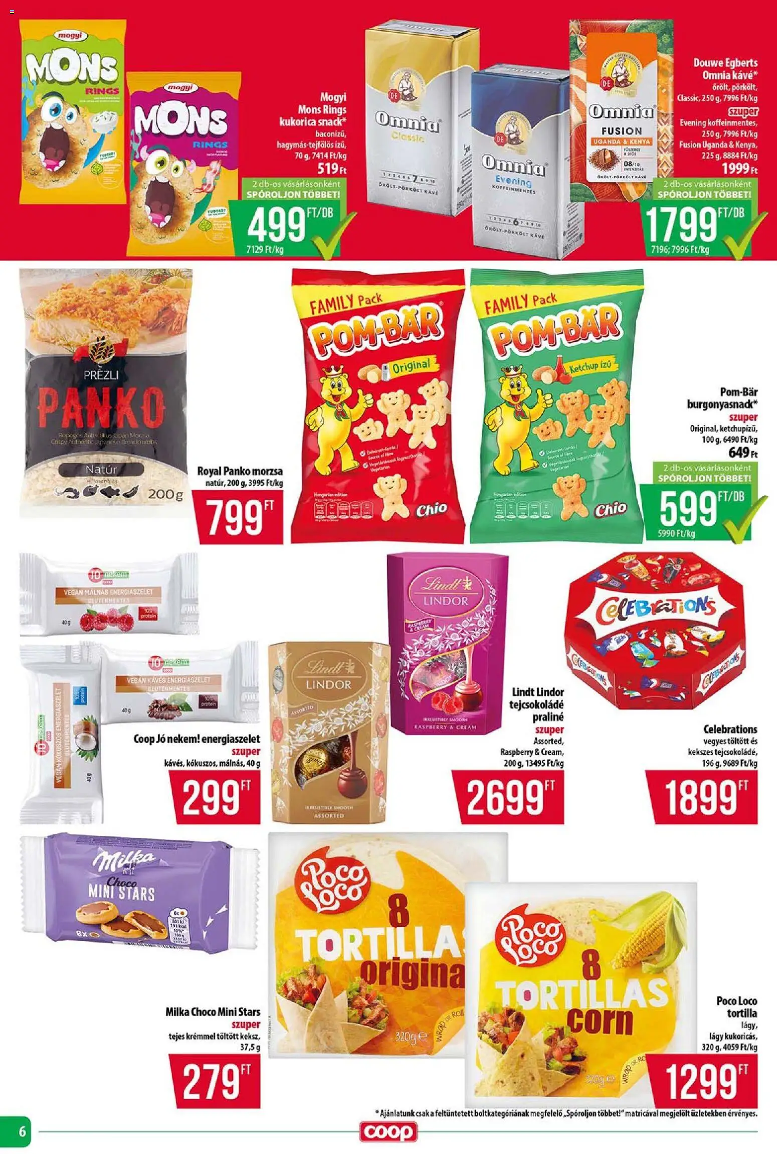 COOP Szolnok akciós ujság - amely érvényes a következő dátumtól: 12.02.2026 | Oldal: 6 | Termékek: Tortilla, Praliné, Tejcsokoládé, Vegán