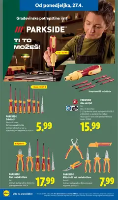 PARKSIDE Alat za električare, Set. Izolirani alat za rad na dijelovima pod naponom do 1000 V - Pregled kataloga iz trgovine Lidl, vrijedi od 27.04.2026 | Stranica: 34