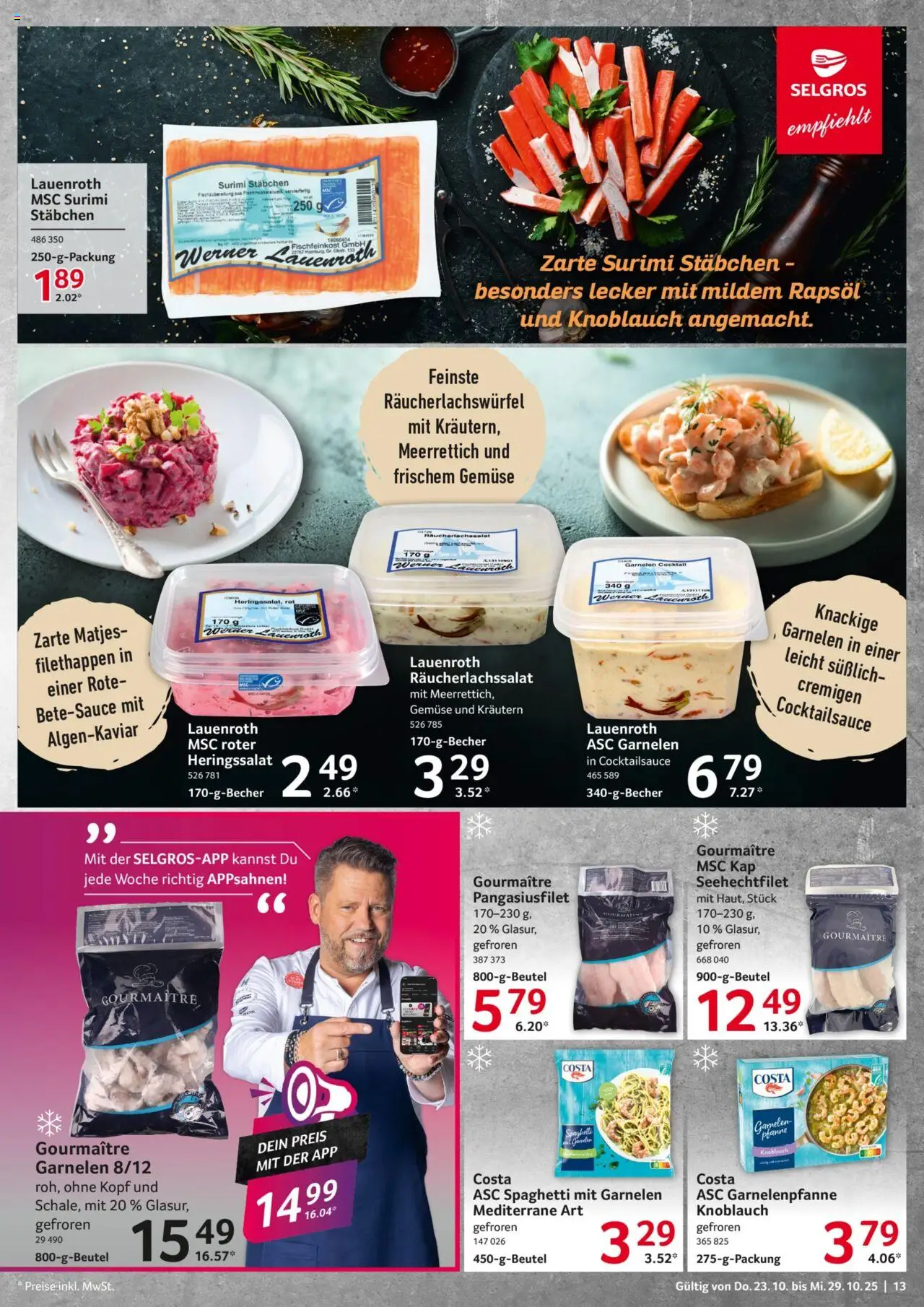Selgros Prospekt 	 – gültig ab 23.10.2025 | Seite: 13 | Produkte: Rapsöl, Garnelen, Gemüse, Knoblauch