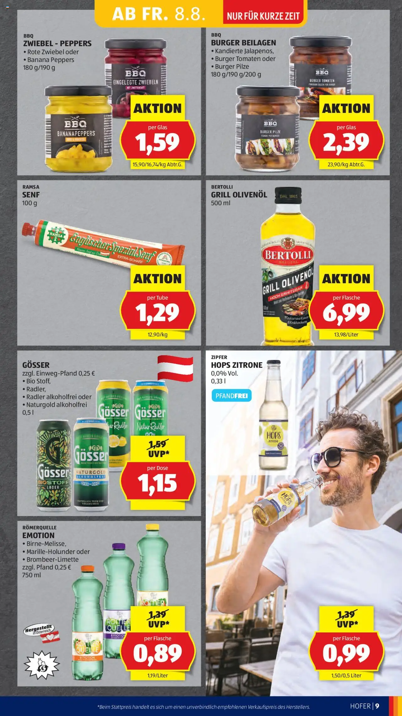 Hofer AT akciós ujság - amely érvényes a következő dátumtól: 08.08.2025 | Oldal: 11 | Termékek: Radler, Grill, Gösser