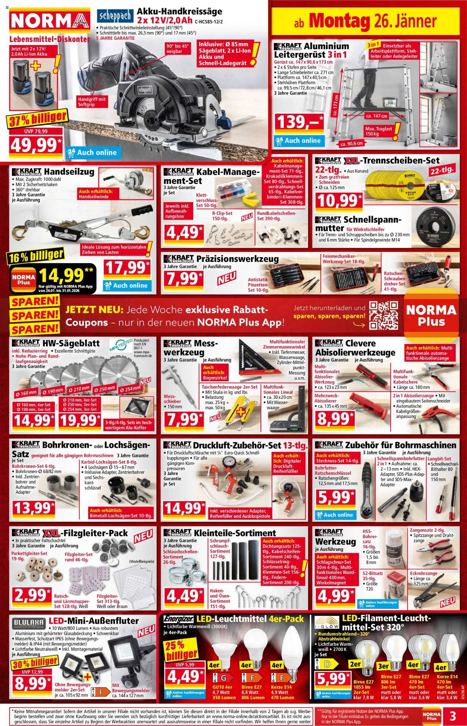 Norma Flugblatt gültig ab 26.01.2026 | Seite: 3 | Produkte: Wasser, Birne, Adapter