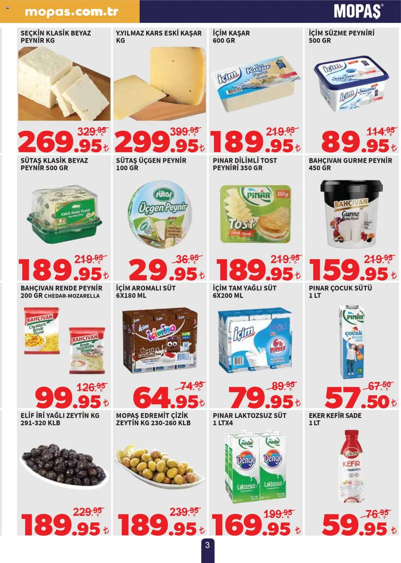 Mopaş Katalog - 04.09.2025 tarihinden itibaren geçerlidir | Sayfa: 3 | Ürünler: Kefir, Süt, Peynir, Zeytin