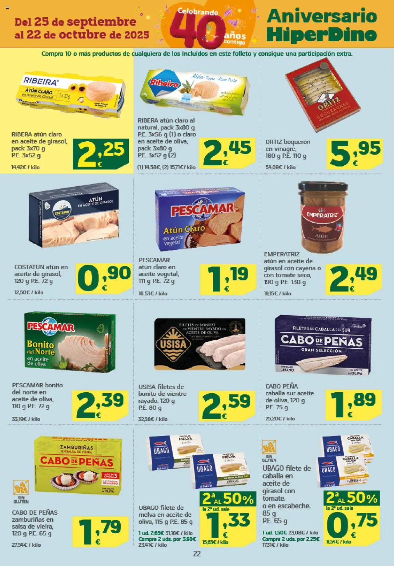 HiperDino folleto │ válido desde el 09.10.2025 | Página: 22 | Productos: Aceite, Aceite de oliva, Filete, Σταθμός εργασίας