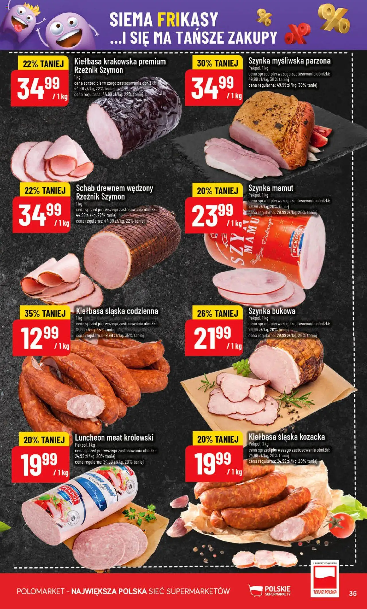 POLOmarket Gazetka od 28.05.2025 | Strona: 35 | Produkty: Schab, Szynka, Kiełbasa krakowska, Kiełbasa śląska