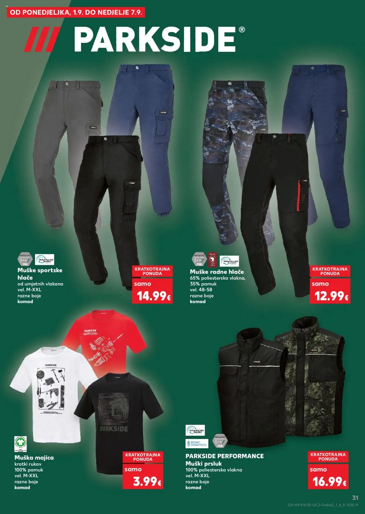 Kaufland katalog | vrijedi od 27.08.2025 | Stranica: 31 | Proizvodi: Majica, Prsluk, Hlače, Parkside