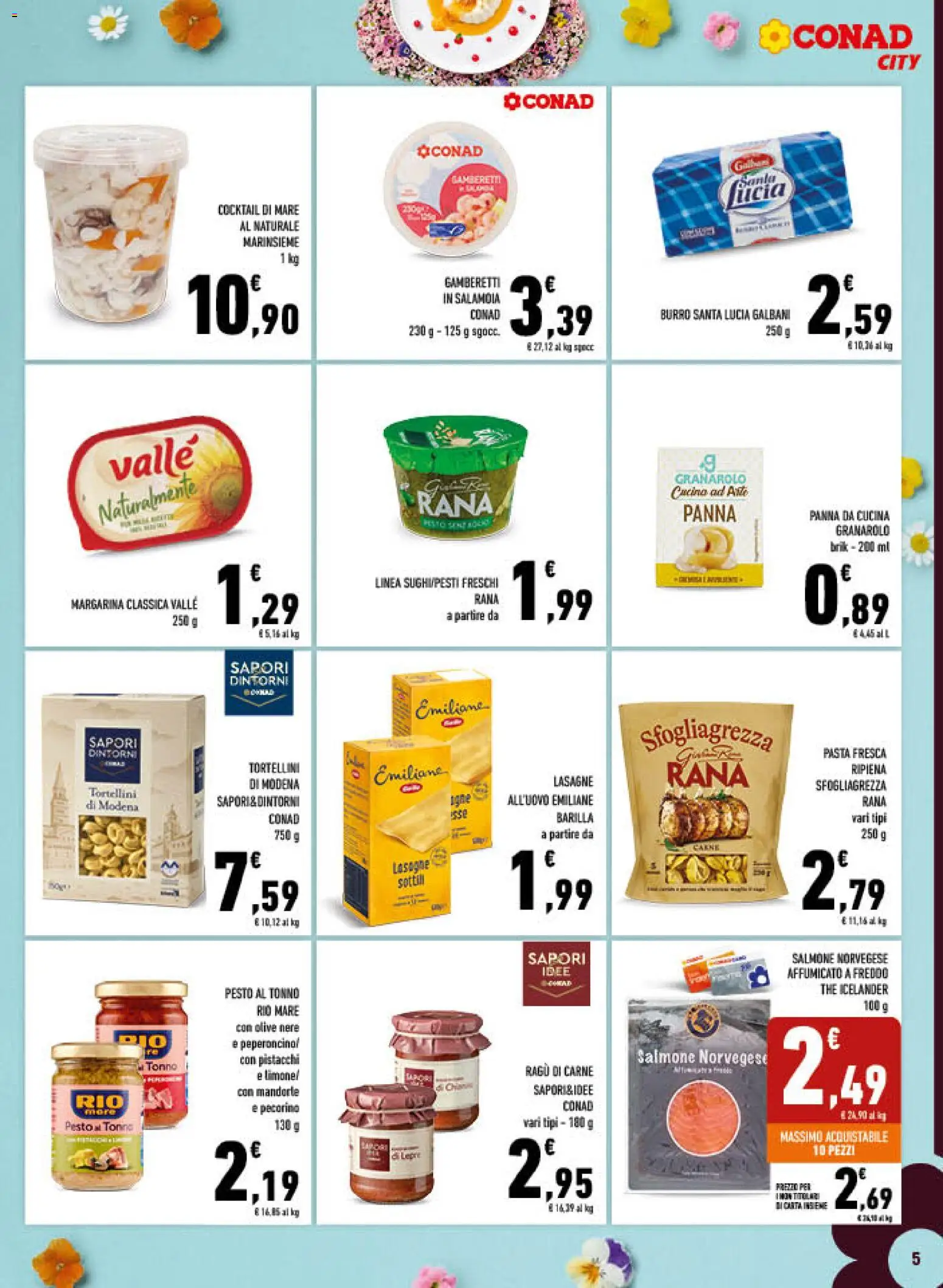 Volantino Conad del 25.03.2026 | Pagina: 5 | Prodotti: Salmone, Olive, Burro, Margarina