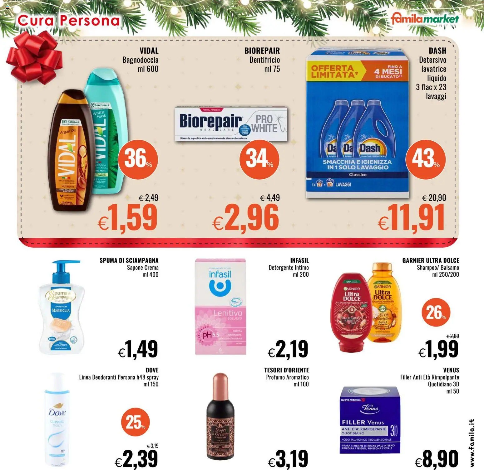 Volantino Famila del 11.12.2025 | Pagina: 25 | Prodotti: Balsamo, Crema, Sapone, Detergente intimo