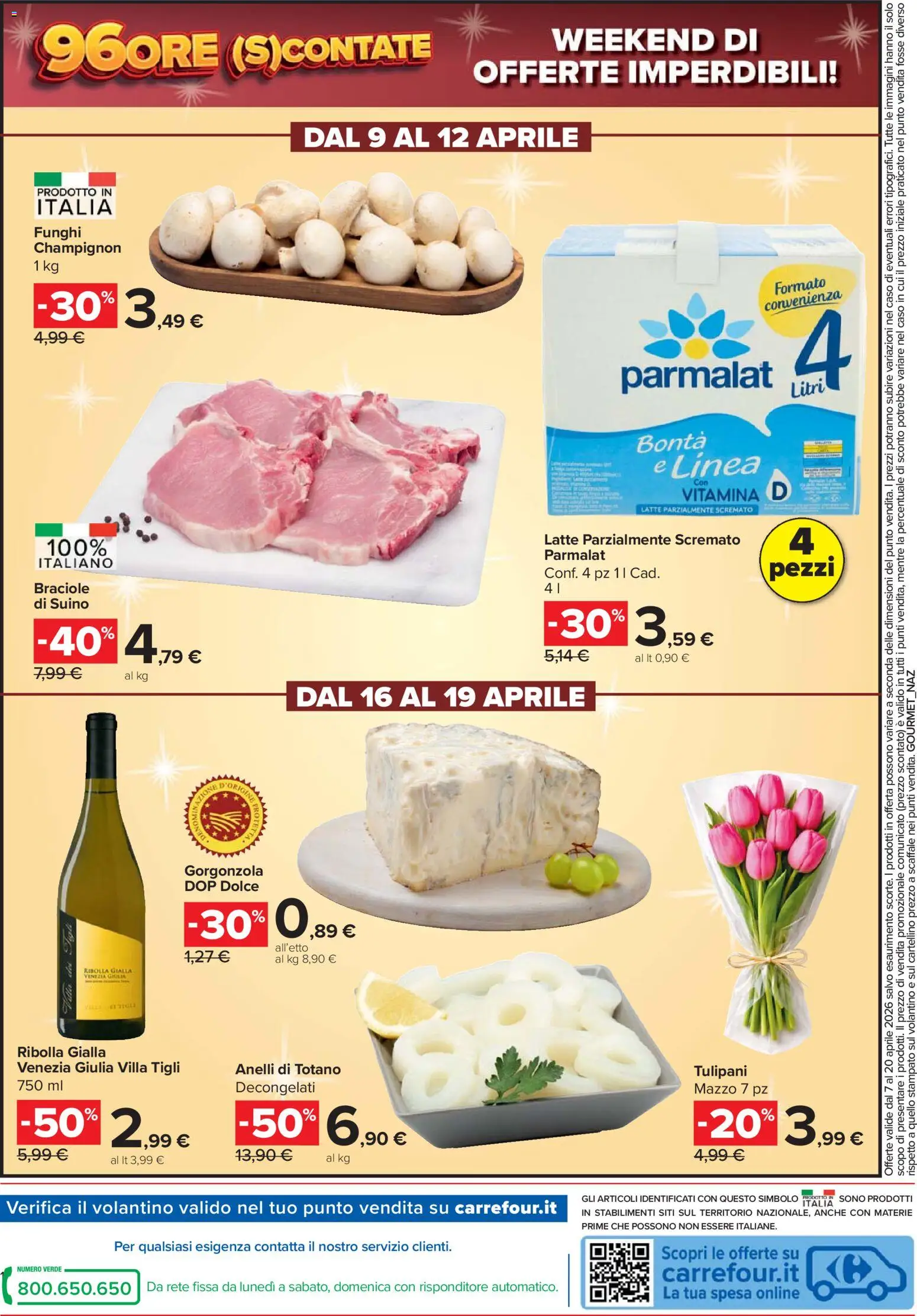 Volantino Carrefour del 07.04.2026 | Pagina: 20 | Prodotti: Suino, Funghi, Scaffale, Latte parzialmente scremato