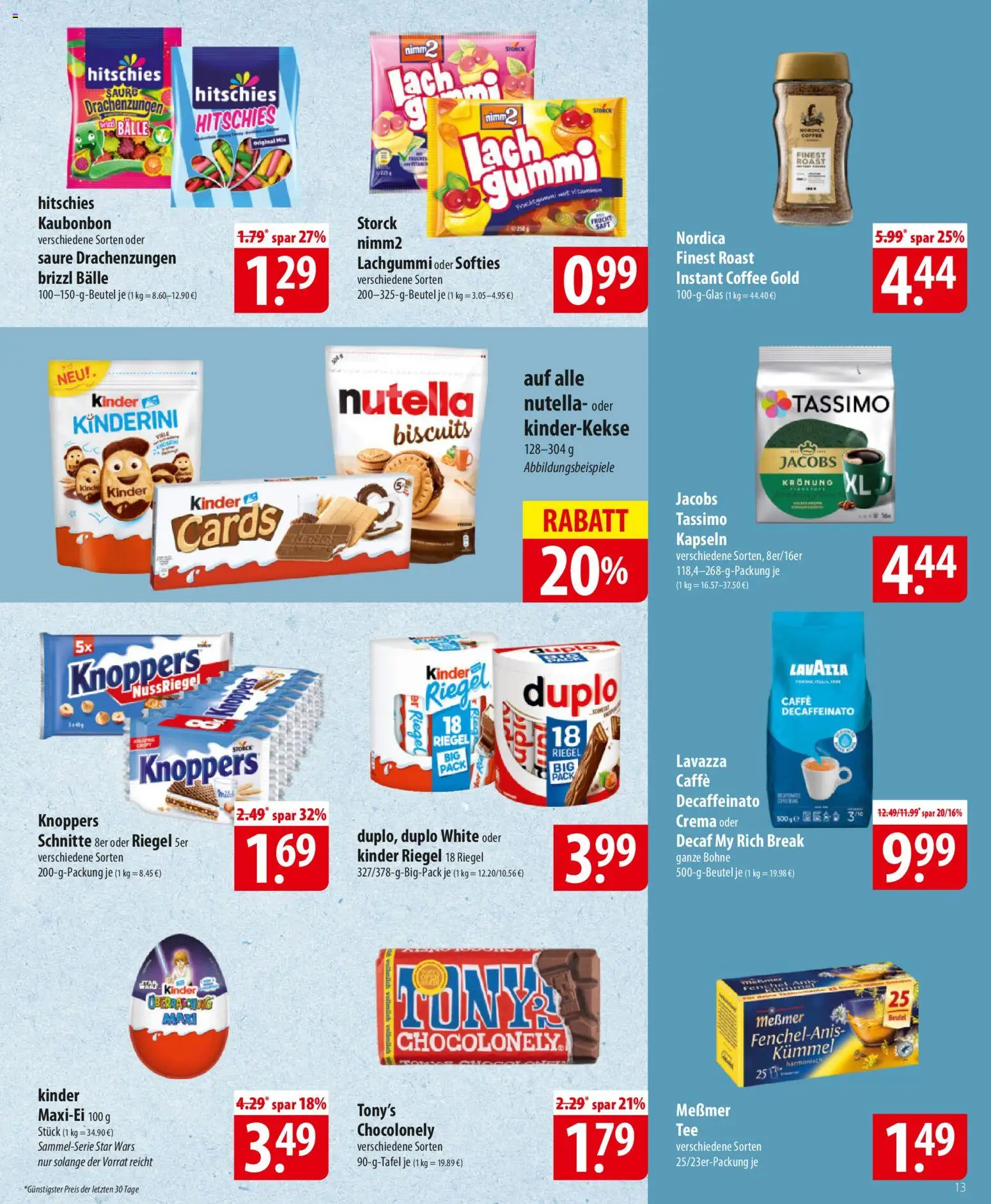 Famila Prospekt 	 – gültig ab 12.01.2026 | Seite: 13 | Produkte: Messmer, Kinder riegel, Nutella, Tassimo