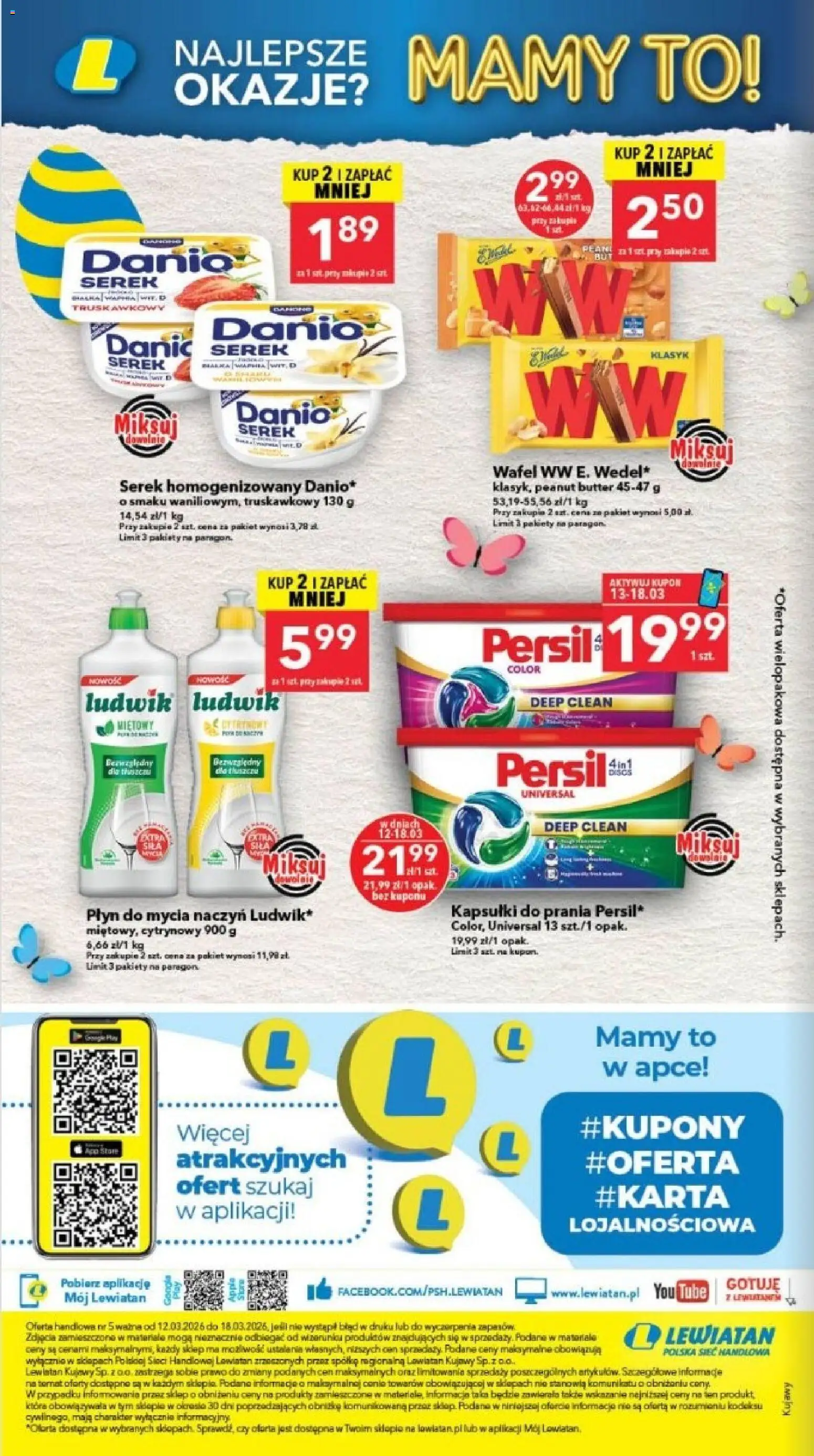 Lewiatan gazetka - Bydgoszcz od 12.03.2026 | Strona: 16 | Produkty: Serek, Persil, Kapsułki do prania, Płyn do mycia naczyń