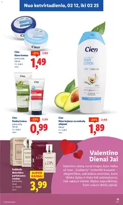LIDL leidinys galioja nuo 12.02.2026 | Puslapis: 15 | Prekių: Kvepalai, Kremas, Kūno kremas