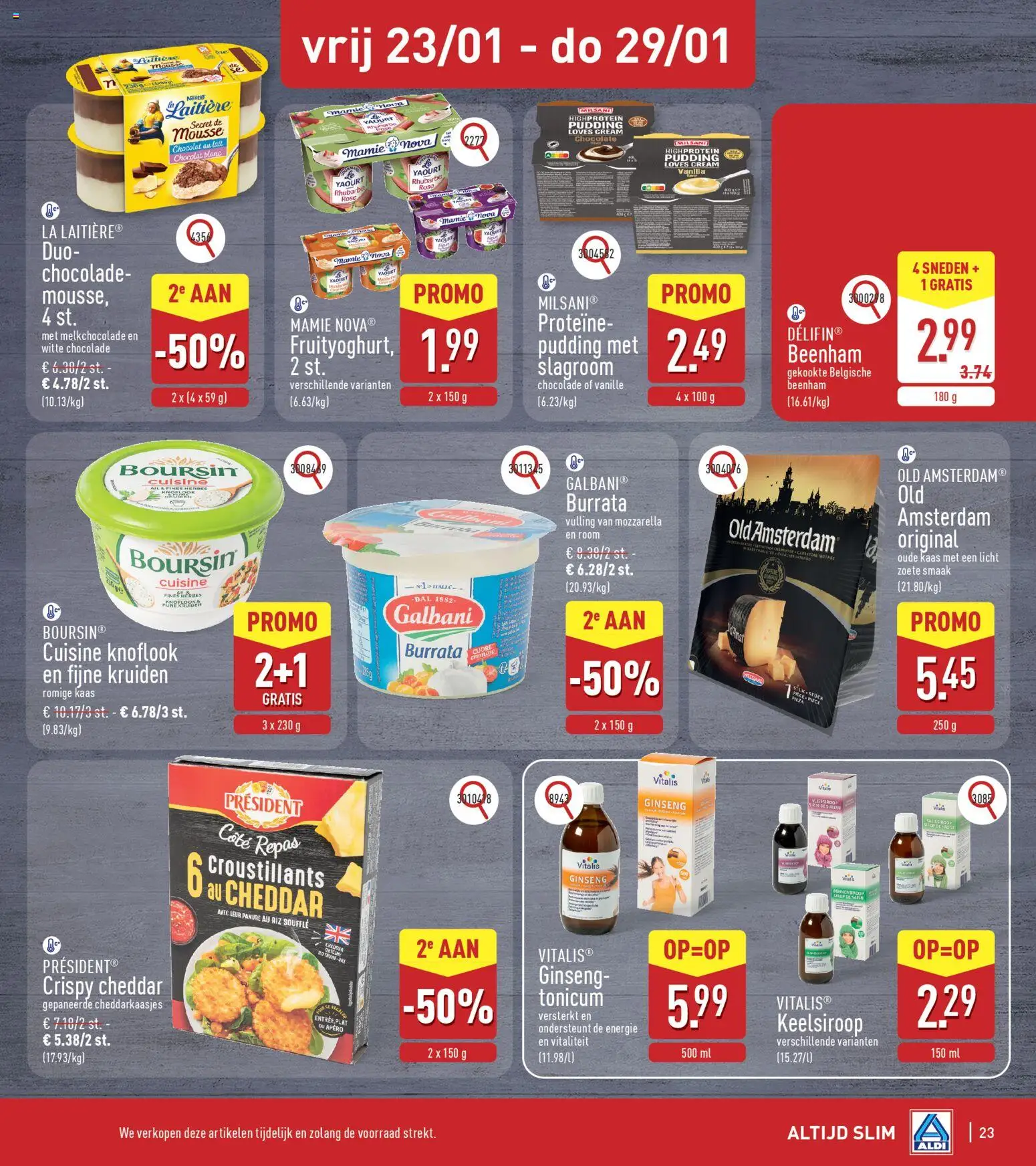 {H1} | Pagina: 23 | Producten: Room, Slagroom, Cheddar, La