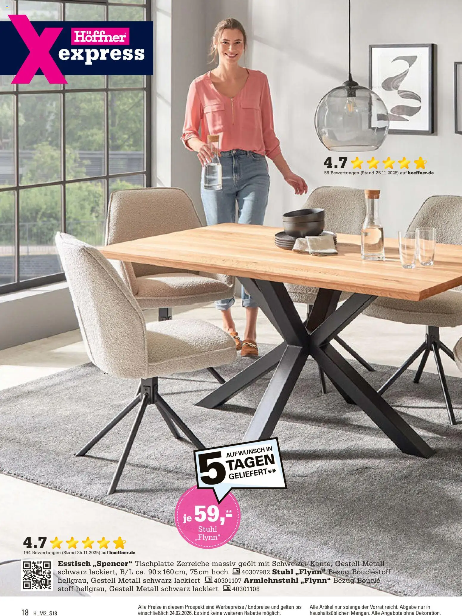 Höffner Prospekt 	 – gültig ab 10.02.2026 | Seite: 18 | Produkte: Esstisch, Stuhl