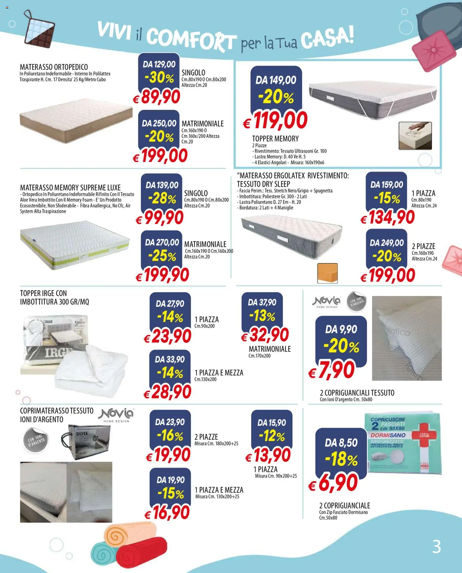 Volantino Famila del 29.12.2025 | Pagina: 3 | Prodotti: Aloe vera, Materasso, Elastici, Coprimaterasso