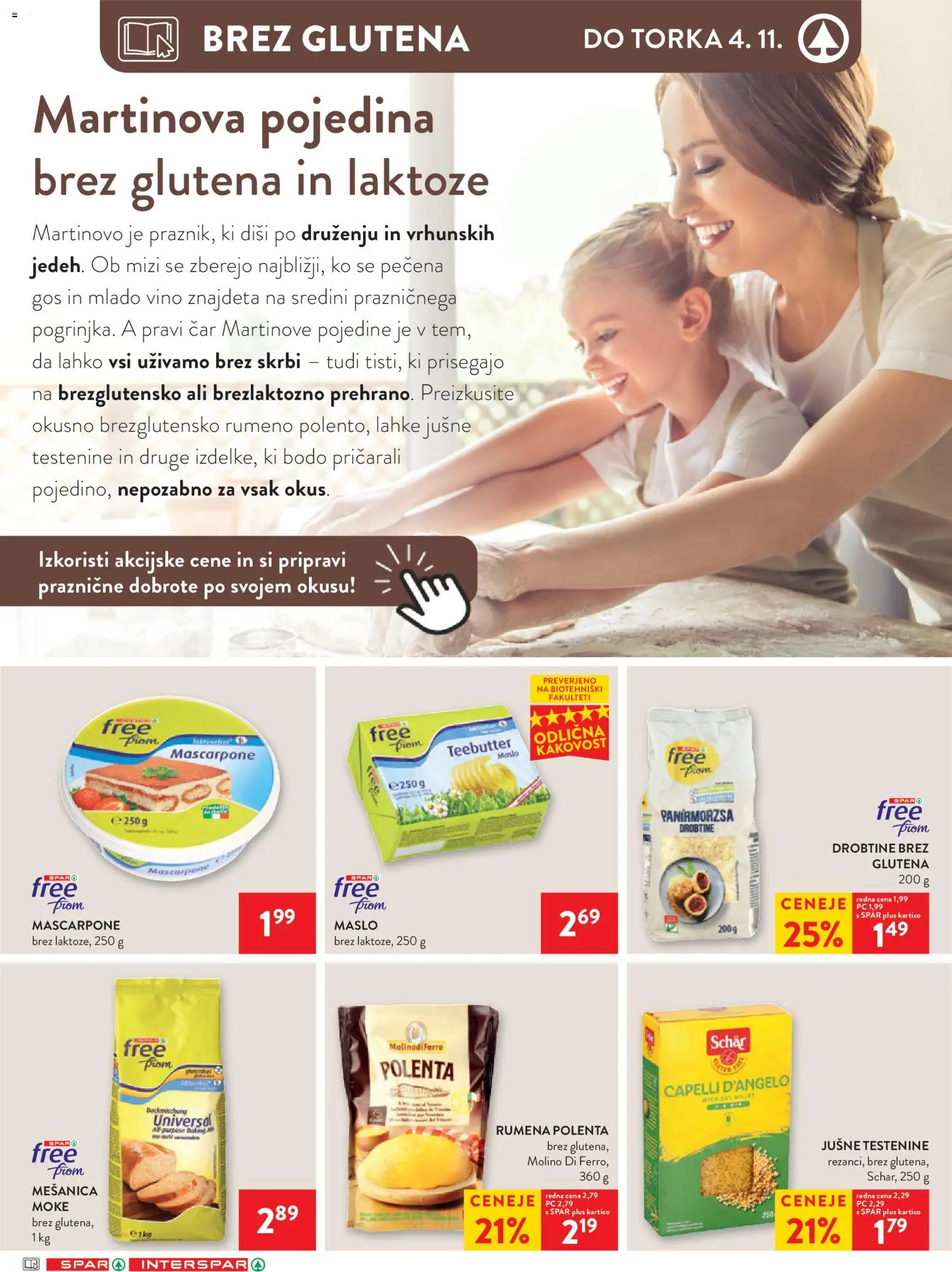 Novi Spar katalog ponudbe – veljaven od 29.10.2025 | Stran: 14 | Izdelki: Maslo, Vino, Polenta, Testenine