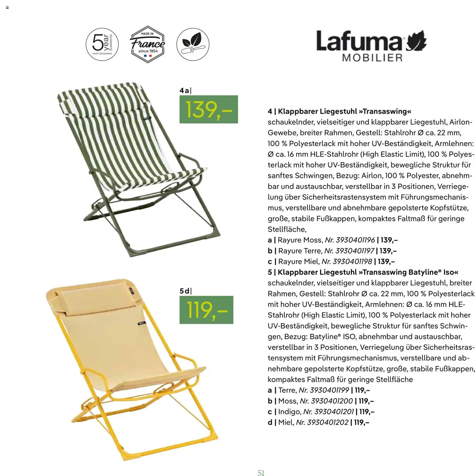 Pflanzen-Kölle GARTENMÖBEL 2026 – gültig ab 07.03.2026 | Seite: 51 | Produkte: Liegestuhl