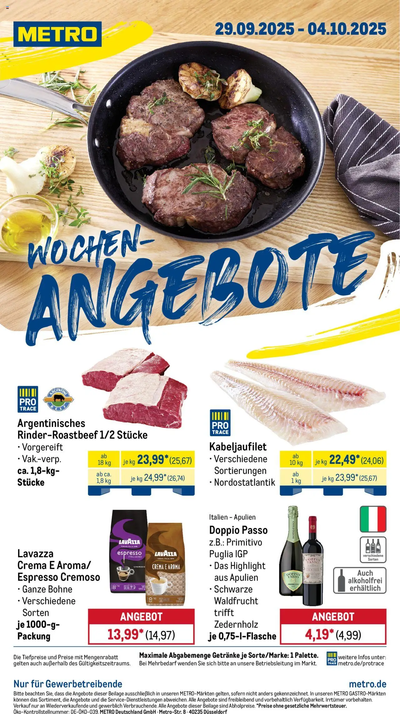 Metro Wochen-Angebote – gültig ab 29.09.2025 | Seite: 1 | Produkte: Lavazza, Doppio Passo