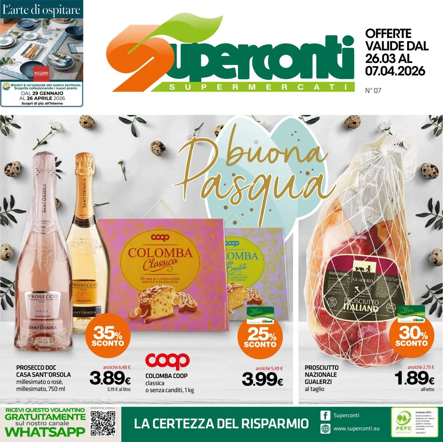 Volantino Superconti del 26.03.2026 | Pagina: 1 | Prodotti: Prosecco, Prosciutto